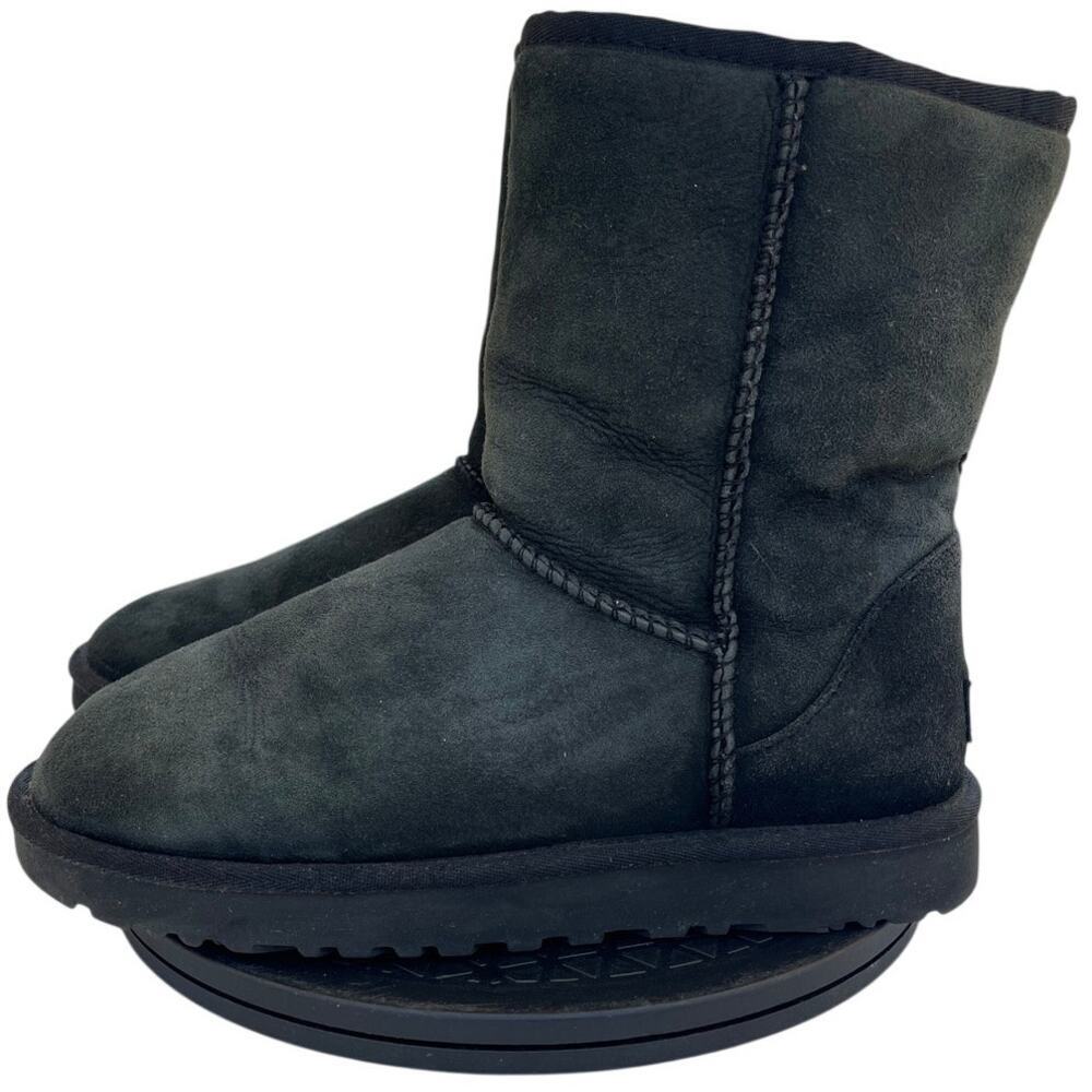 Womens UGG Classic Short Sheepskin Pull-On Mid-calf Winter Snow Boot SZ 7 Black